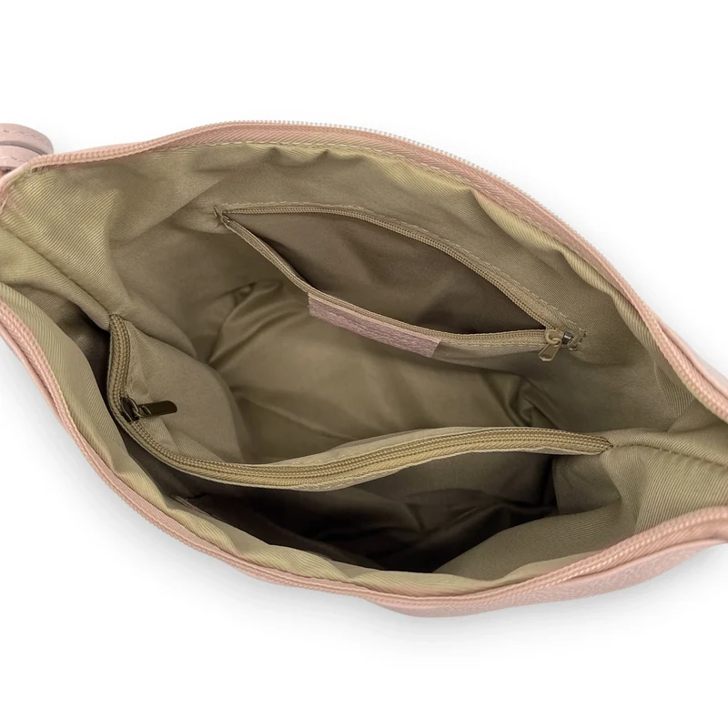 Sac seau à bandoulière en cuir grainé BEAUBOURG Rose nude
