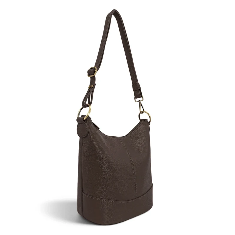 Sac seau à bandoulière en cuir grainé BEAUBOURG Marron chocolat