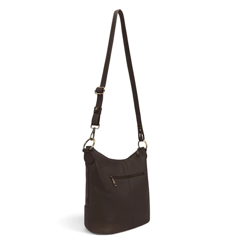Sac seau à bandoulière en cuir grainé BEAUBOURG Marron chocolat