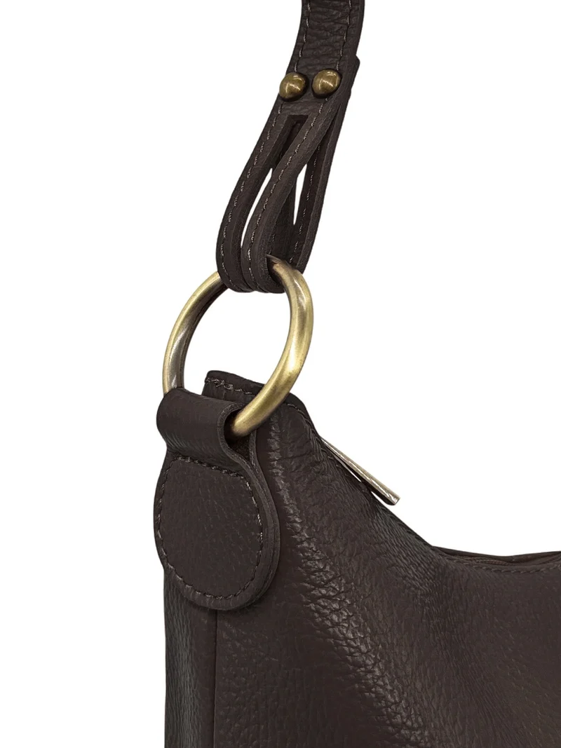 Sac seau à bandoulière en cuir grainé BEAUBOURG Marron chocolat