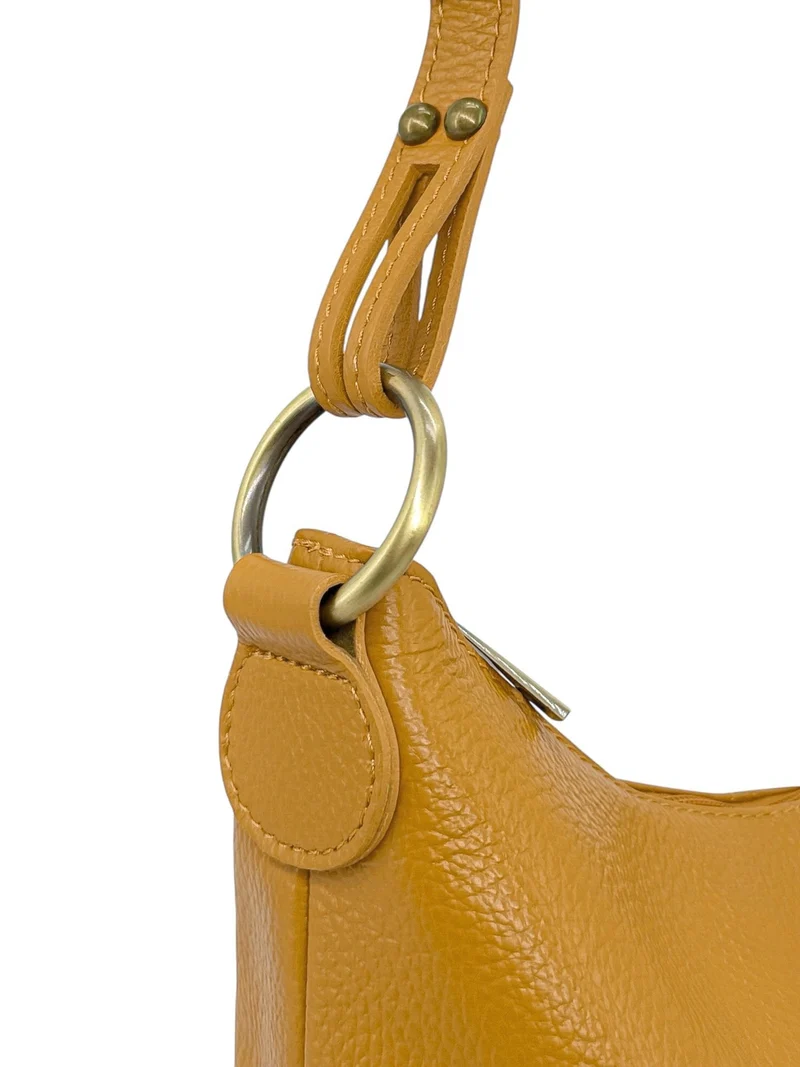 Sac seau à bandoulière en cuir grainé BEAUBOURG Jaune moutarde