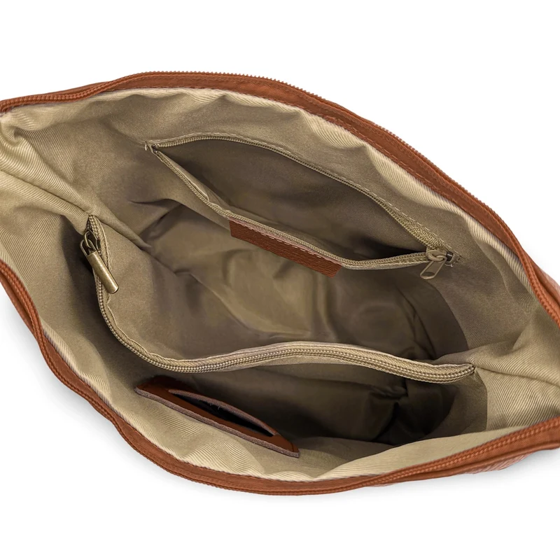 Sac seau à bandoulière en cuir grainé BEAUBOURG Marron camel foncé