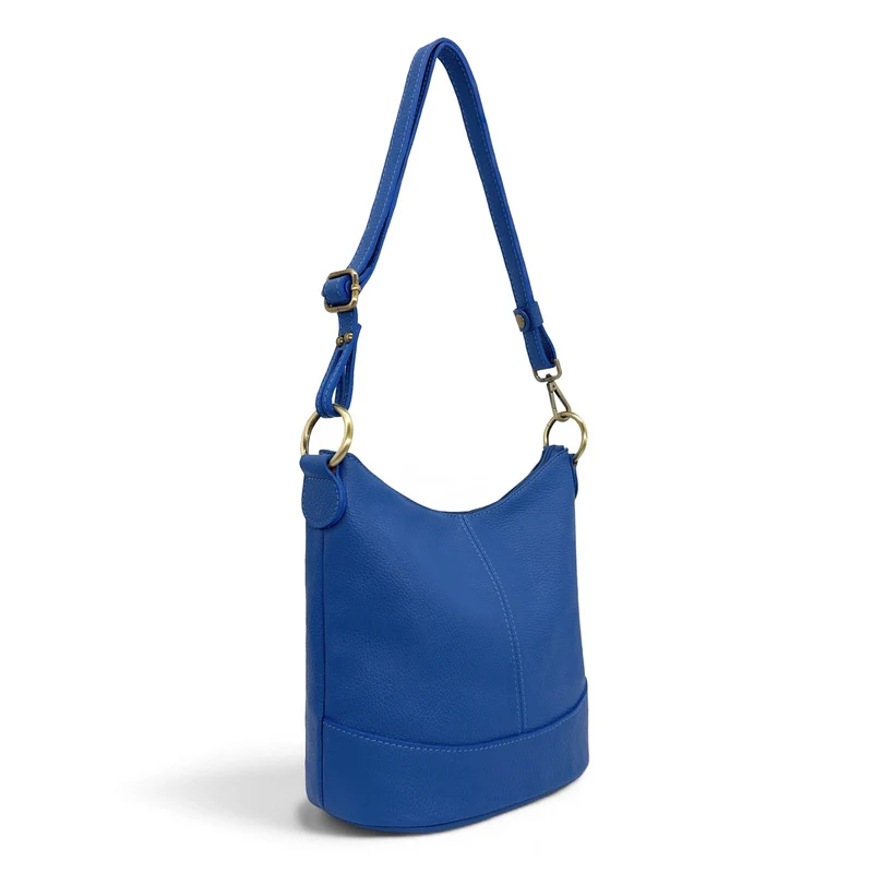 Sac seau à bandoulière en cuir grainé BEAUBOURG Bleu roi
