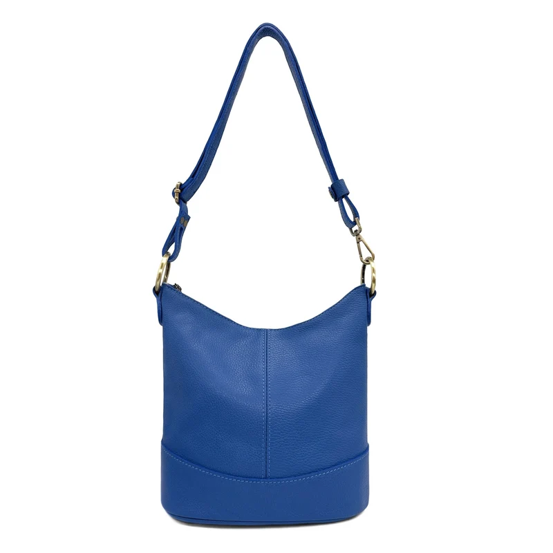 Sac seau à bandoulière en cuir grainé BEAUBOURG Bleu roi