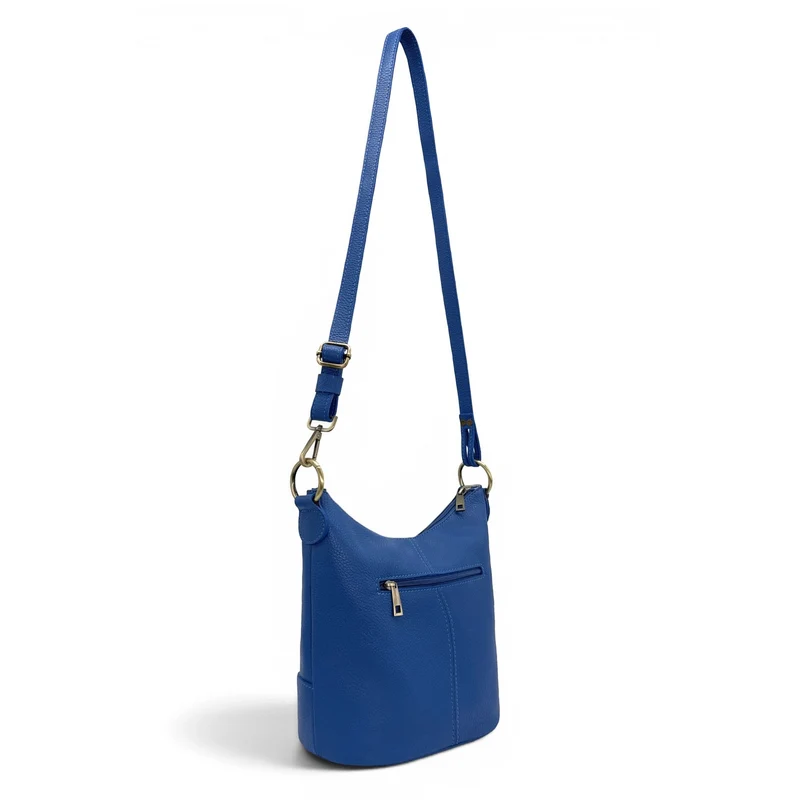Sac seau à bandoulière en cuir grainé BEAUBOURG Bleu roi