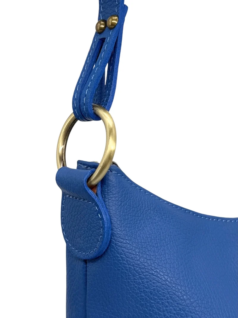 Sac seau à bandoulière en cuir grainé BEAUBOURG Bleu roi
