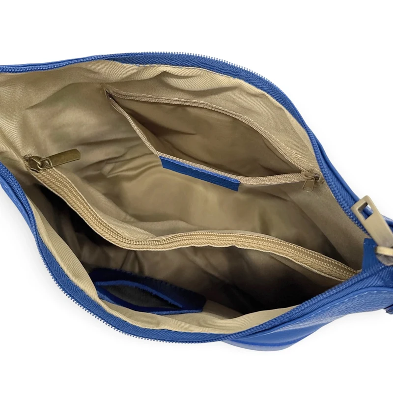 Sac seau à bandoulière en cuir grainé BEAUBOURG Bleu roi
