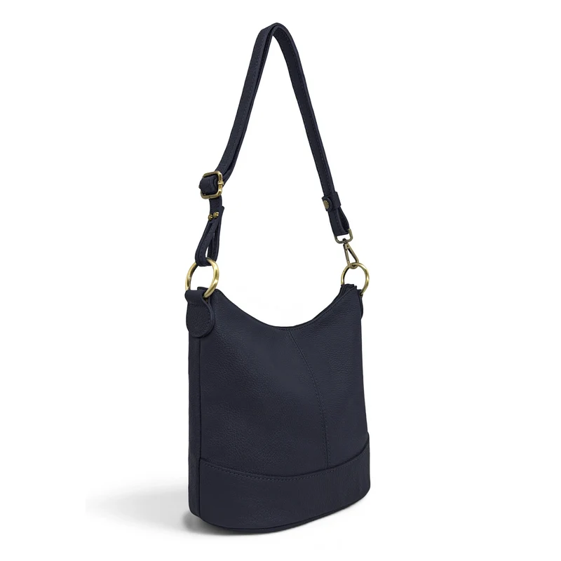 Sac seau à bandoulière en cuir grainé BEAUBOURG Bleu marine