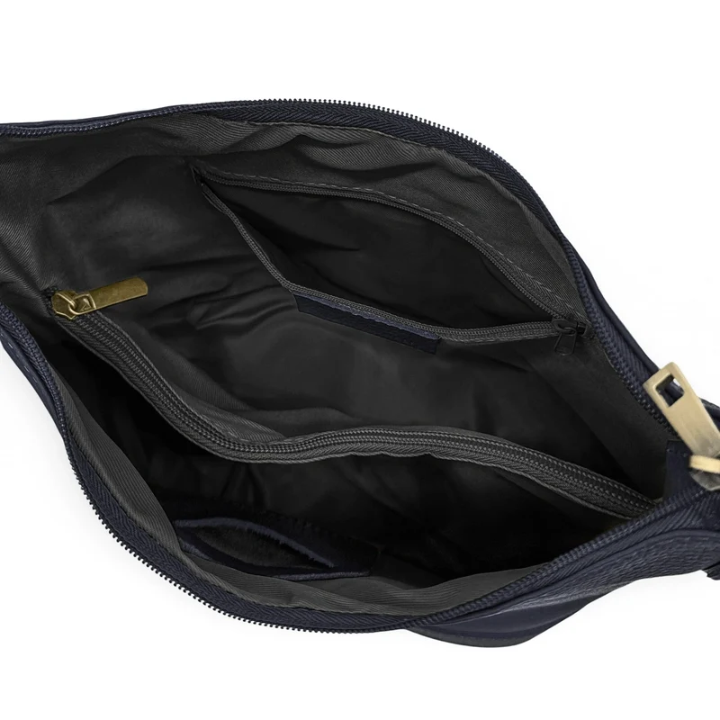 Sac seau à bandoulière en cuir grainé BEAUBOURG Bleu marine