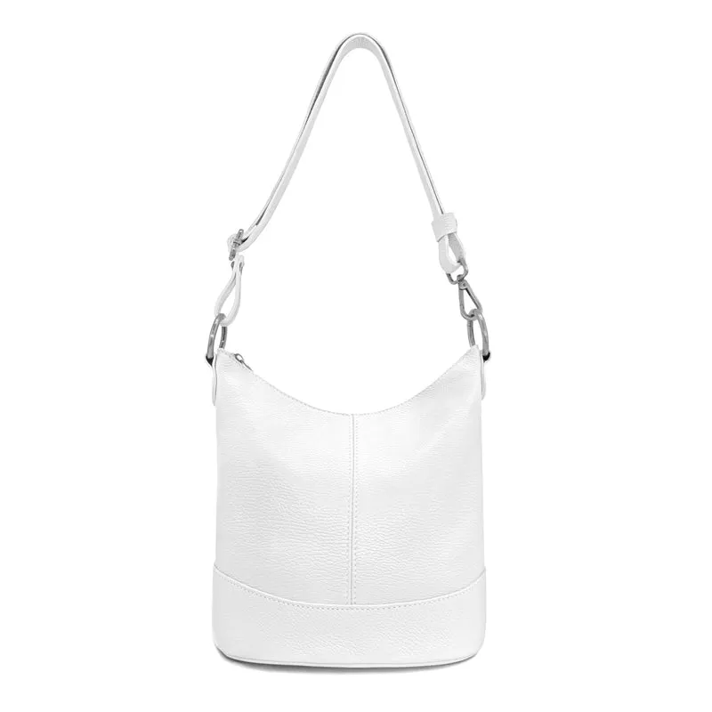 Sac seau à bandoulière en cuir grainé BEAUBOURG Blanc