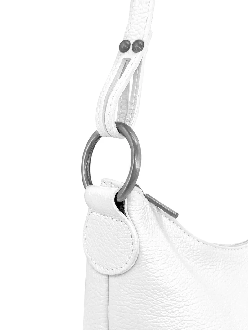 Sac seau à bandoulière en cuir grainé BEAUBOURG Blanc