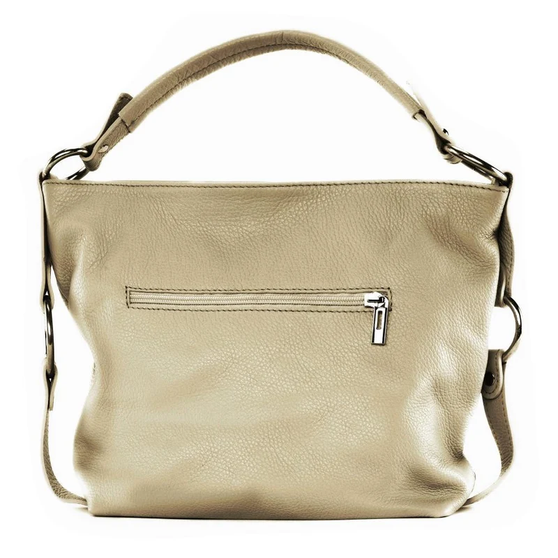Sac à main en cuir grainé HUIT Taupe clair