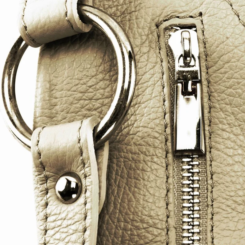 Sac à main en cuir grainé HUIT Taupe clair