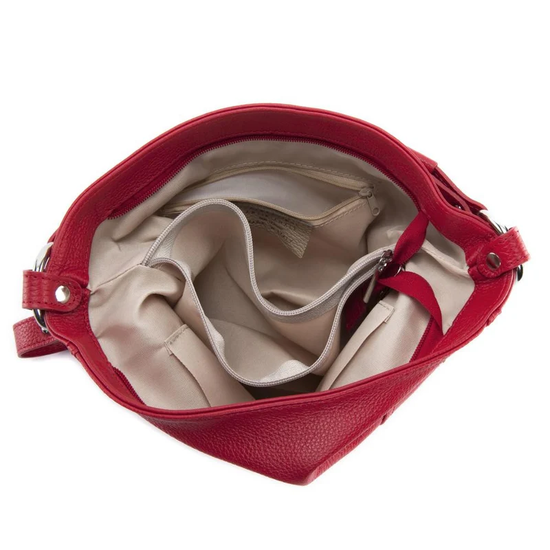 Sac à main en cuir grainé HUIT Rouge garance