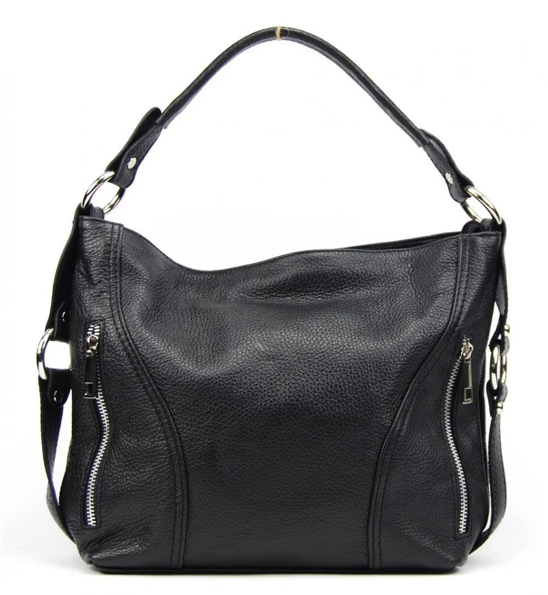 Sac à main en cuir grainé HUIT Noir
