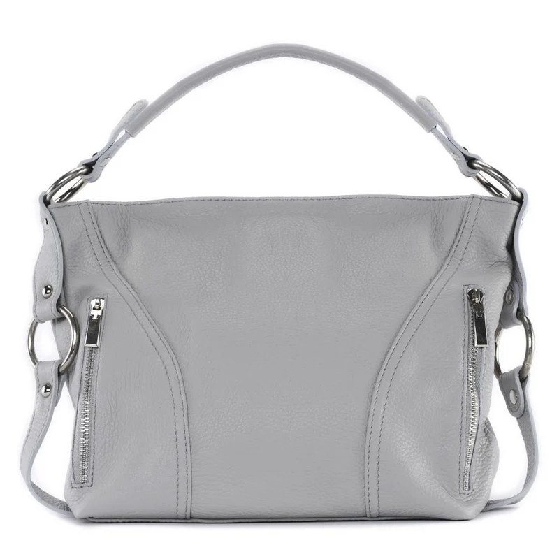 Sac à main en cuir grainé HUIT Gris clair