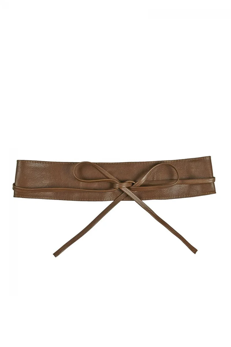 Ceinture large en cuir italien très tendance BELT Taupe foncé