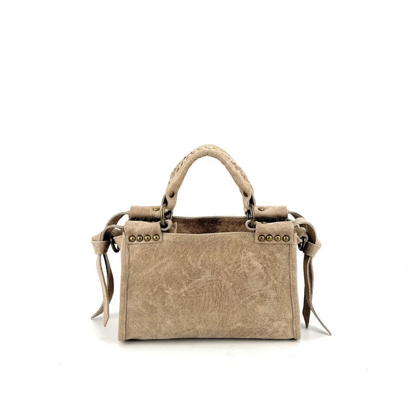 Mini-sac en cuir brossé POCKY Taupe clair