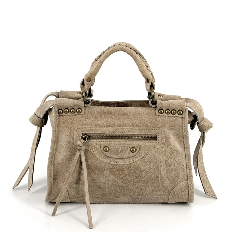 Mini-sac en cuir brossé POCKY Taupe clair