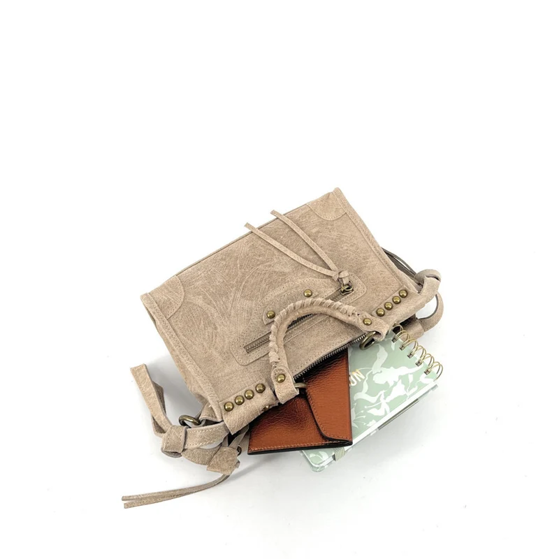 Mini-sac en cuir brossé POCKY Taupe clair