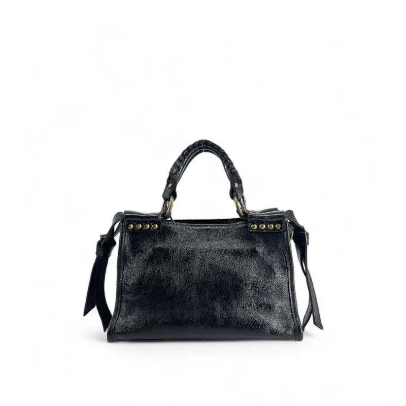 Mini-sac en cuir métallisé POCKY Noir irisé