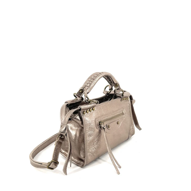 Mini-sac en cuir métallisé POCKY Champagne irisé