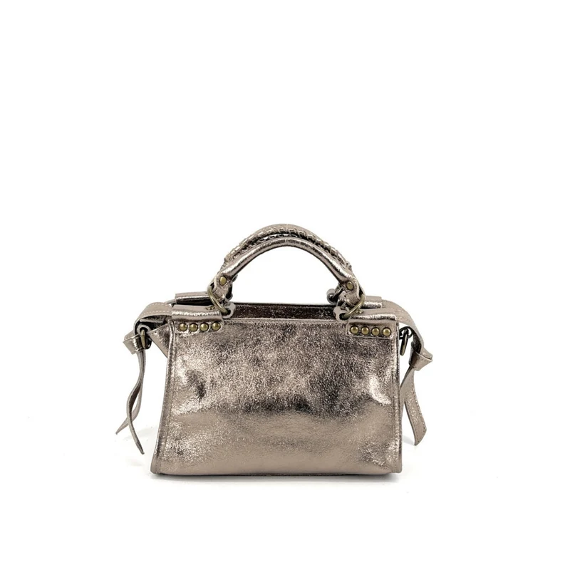Mini-sac en cuir métallisé POCKY Champagne irisé