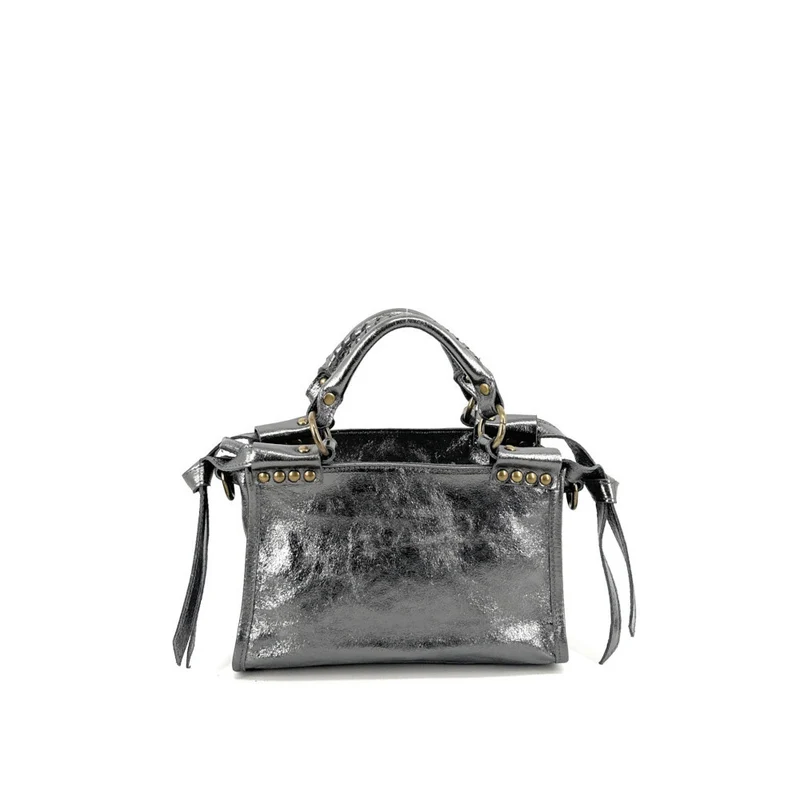 Mini-sac en cuir métallisé POCKY Argent foncé