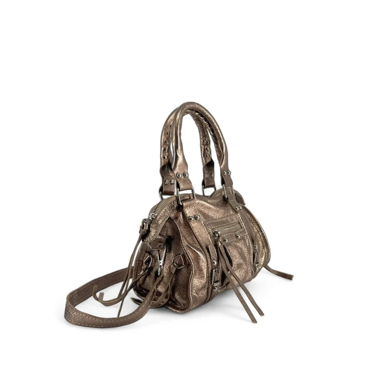 Mini-sac bowling en cuir irisé SANDSTORM NANO Champagne