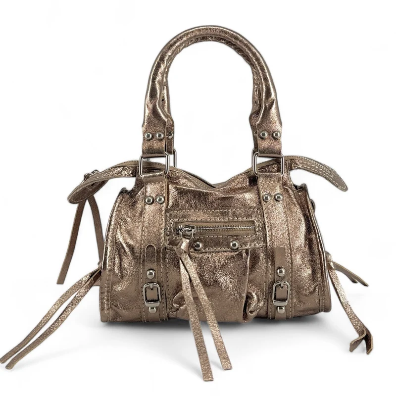 Mini-sac bowling en cuir irisé SANDSTORM NANO Champagne