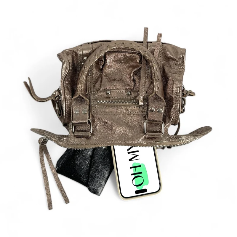 Mini-sac bowling en cuir irisé SANDSTORM NANO Champagne