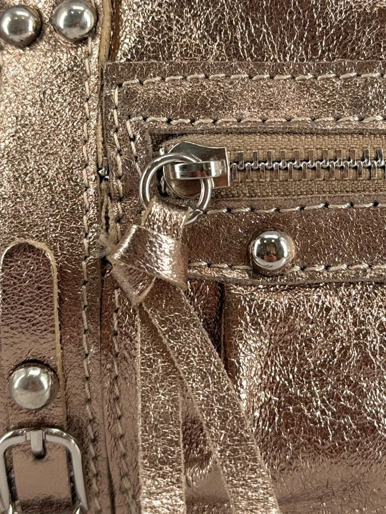 Mini-sac bowling en cuir irisé SANDSTORM NANO Champagne