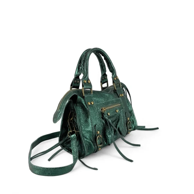 Mini-sac bowling en cuir irisé SANDSTORM MINI Vert forêt