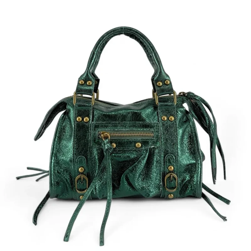 Mini-sac bowling en cuir irisé SANDSTORM MINI Vert forêt