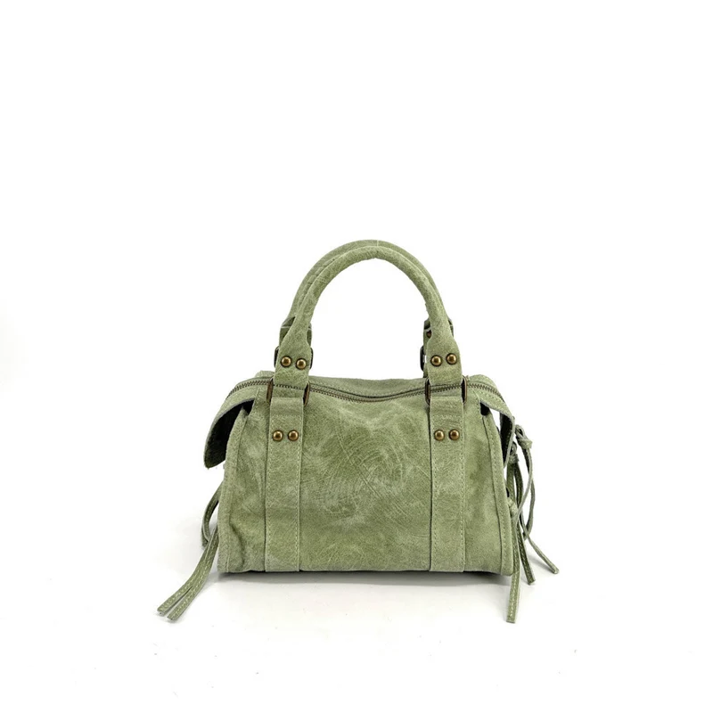 Mini-sac bowling en cuir mat brossé SANDSTORM MINI Vert amande