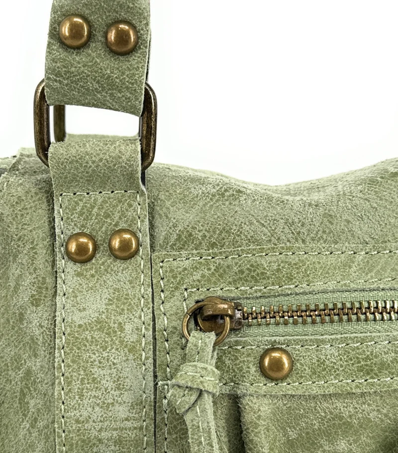 Mini-sac bowling en cuir mat brossé SANDSTORM MINI Vert amande