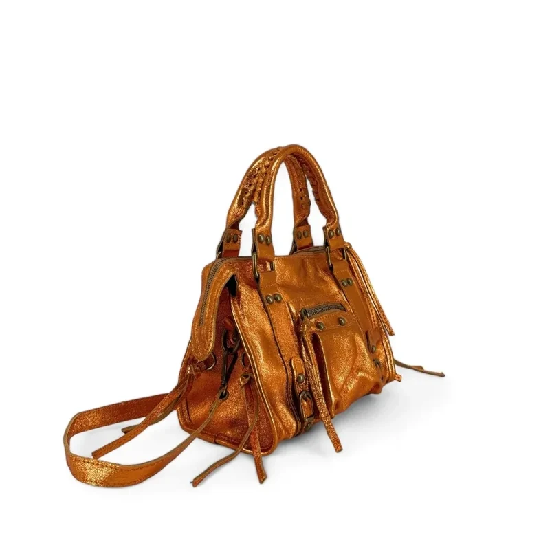 Mini-sac bowling en cuir irisé SANDSTORM MINI Orange