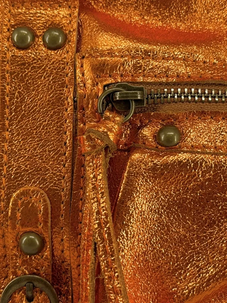 Mini-sac bowling en cuir irisé SANDSTORM MINI Orange