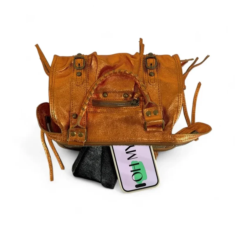 Mini-sac bowling en cuir irisé SANDSTORM MINI Orange