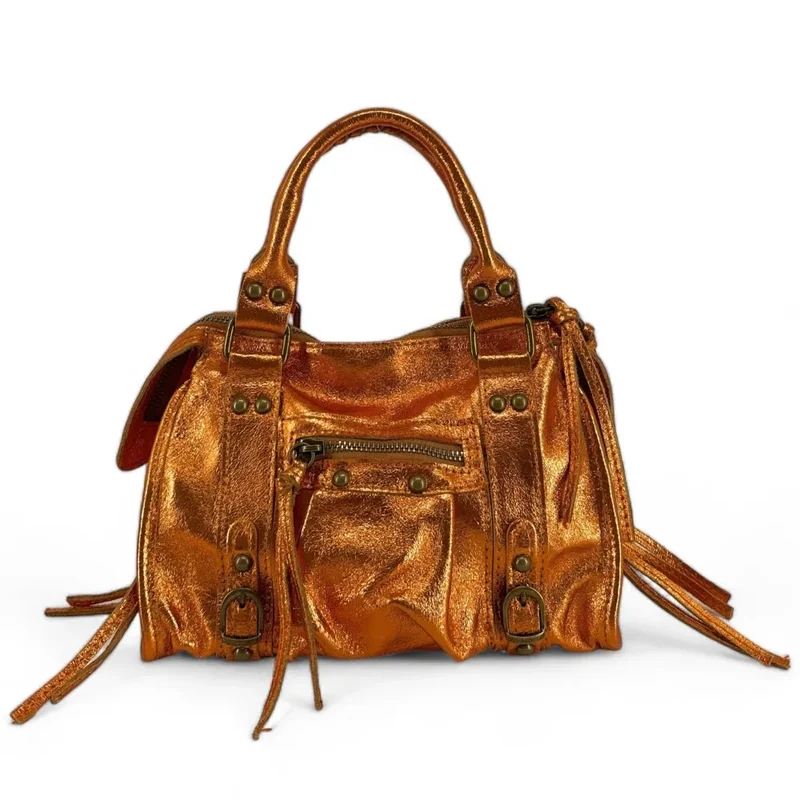 Mini-sac bowling en cuir irisé SANDSTORM MINI Orange
