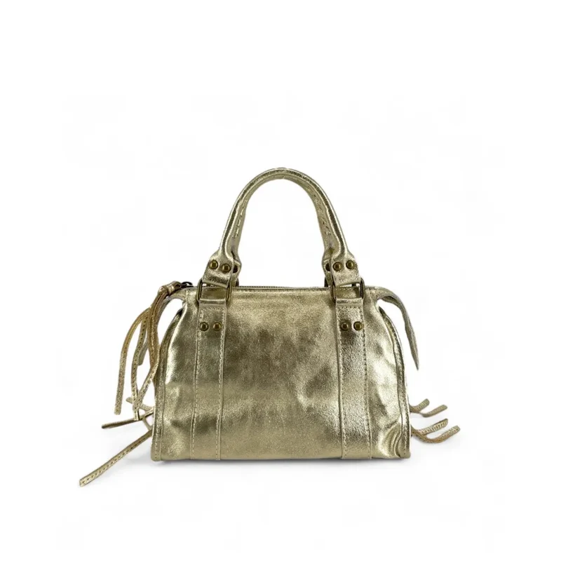 Mini-sac bowling en cuir irisé SANDSTORM MINI Or pâle