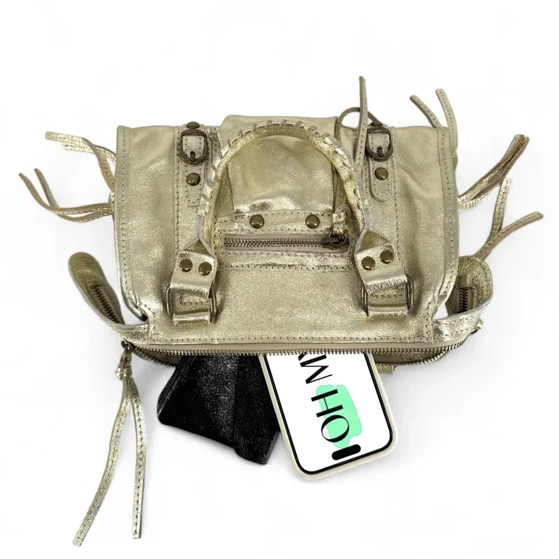 Mini-sac bowling en cuir irisé SANDSTORM MINI Or pâle