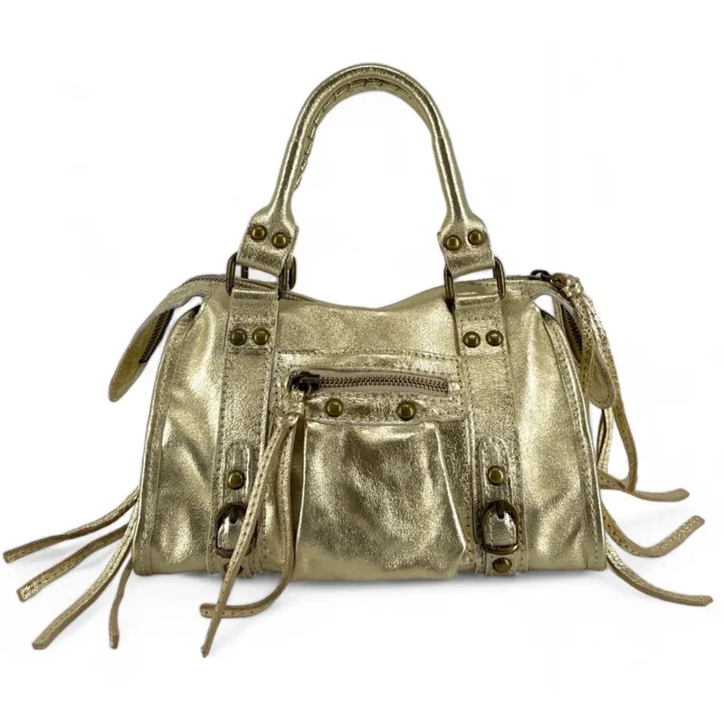 Mini-sac bowling en cuir irisé SANDSTORM MINI Or pâle