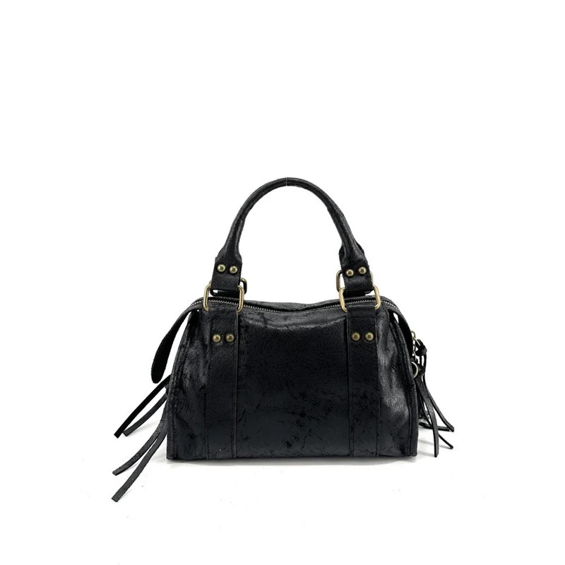 Mini-sac bowling en cuir mat brossé SANDSTORM MINI Noir