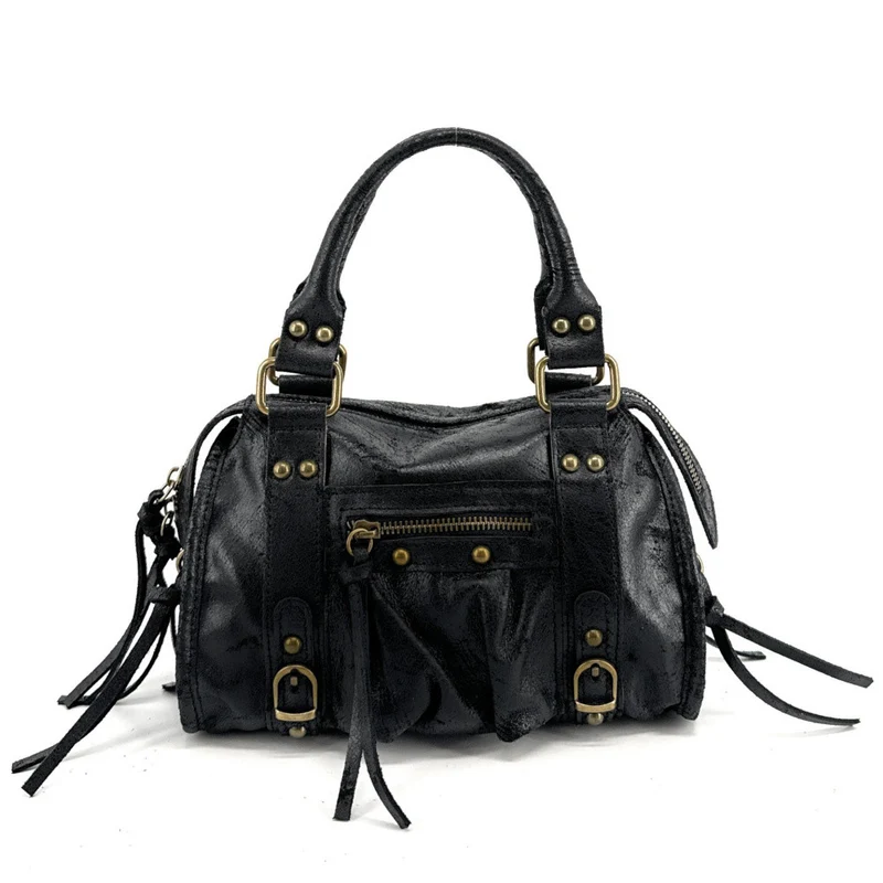 Mini-sac bowling en cuir mat brossé SANDSTORM MINI Noir