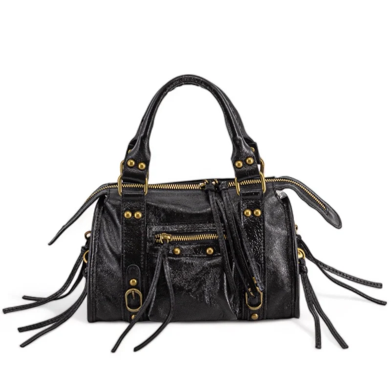 Mini-sac bowling en cuir irisé SANDSTORM MINI Noir