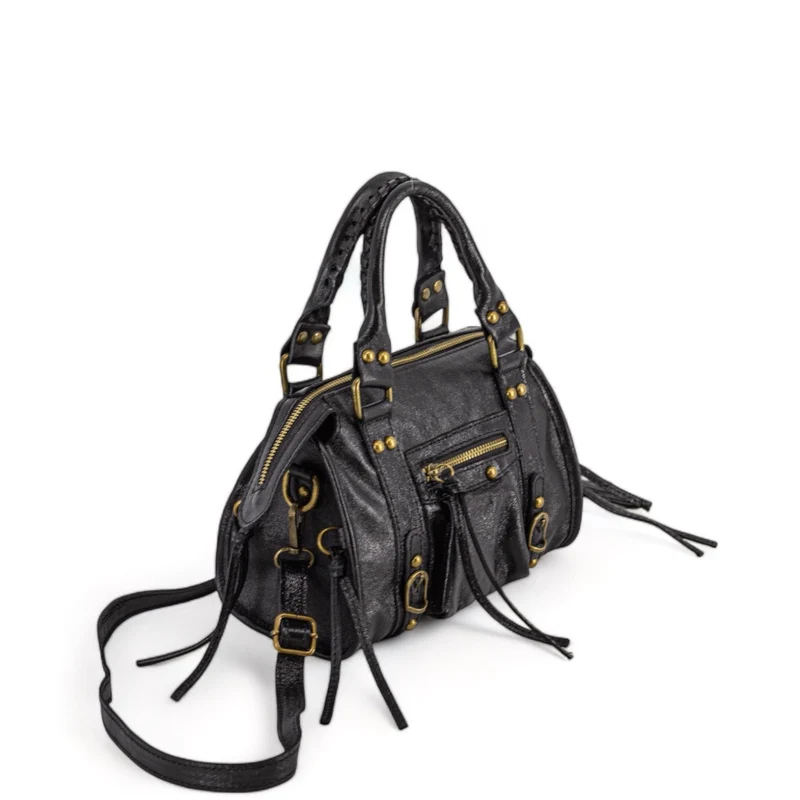 Mini-sac bowling en cuir irisé SANDSTORM MINI Noir