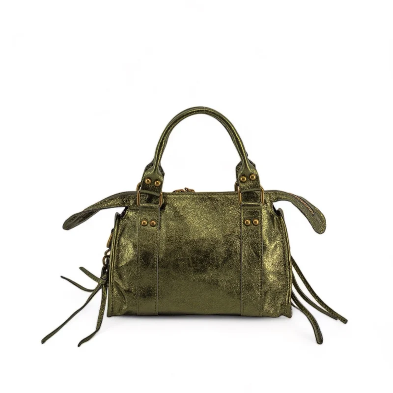Mini-sac bowling en cuir irisé SANDSTORM MINI Kaki