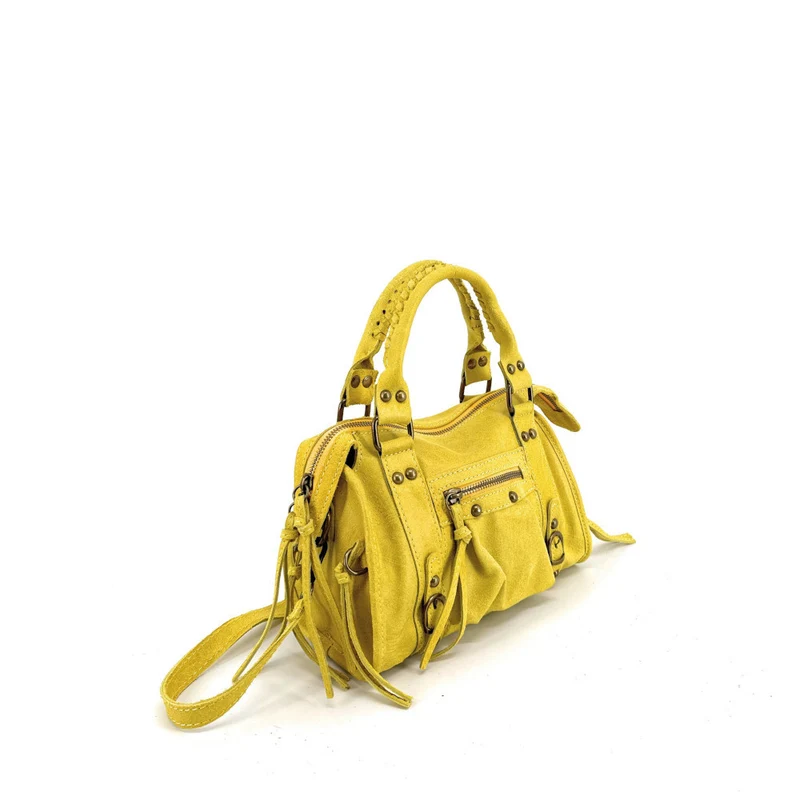 Mini-sac bowling en cuir mat brossé SANDSTORM MINI Jaune tournesol