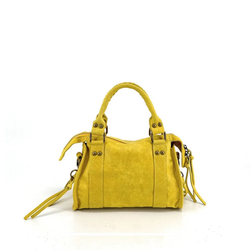 Mini-sac bowling en cuir mat brossé SANDSTORM MINI Jaune tournesol